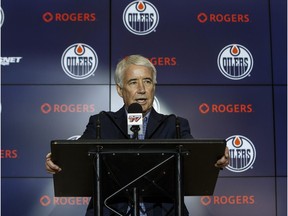 CEO and Vice-Chair, Oilers Entertainment Group, Bob Nicholson announces the firing of Edmonton Oilers General Manager Peter Chiarelli in Edmonton, Alta., on Wednesday January 23, 2019.