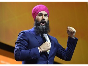 NDP Leader Jagmeet Singh speaks during the Federal NDP Convention in Ottawa on Saturday, Feb. 17, 2018.