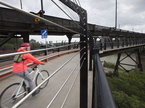 A barrier meant to discourage suicide along the High Level Bridge in Edmonton on Tuesday, Aug. 9, 2016.