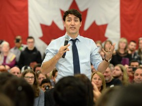 Prime Minister Justin Trudeau participates in a town hall in Saint-Hyacinthe, Que. on Friday, Jan. 18, 2019.