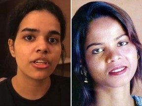 Rahaf Mohammed al-Qunun (L) and Asia Bibi.