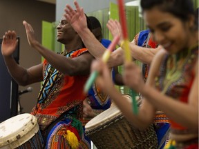 Members of the Sangea Academy perform during the kickoff for MacEwan University's inaugural Black History Month celebration in Edmonton on Monday, Feb. 4, 2019.