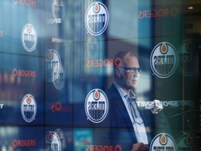 Edmonton Oilers interim general manager Keith Gretzky speaks about trade deadline day during a press conference at Rogers Place in Edmonton, on Monday, Feb. 25, 2019.