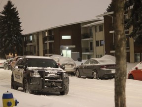 An Edmonton police cruiser at the scene of a shooting on Friday, Feb. 1, 2019 near 132 Avenue and 125 Street in the city's northwest.