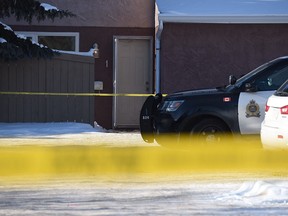 Edmonton police investigating a death at a north Edmonton condo complex in Edmonton on Feb. 26 2019. Shaughn Butts/Postmedia