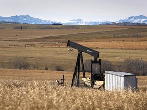 A decommissioned pumpjack near Cremona, Alta.