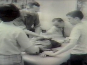 Volunteers doing a pattern on Cam Tait in 1966.