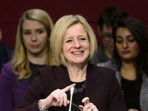 Rachel Notley, Premier of Alberta, arrives to appear as a witness at a Senate Committee on Energy, the Environment and Natural Resources in the Senate of Canada Building in Ottawa on Thursday, Feb. 28, 2019. THE CANADIAN PRESS/Sean Kilpatrick ORG XMIT: SKP107