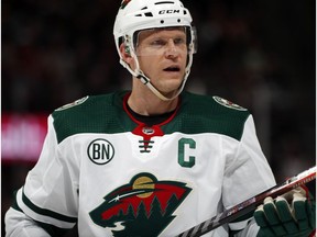 Minnesota Wild center Mikko Koivu questions a call with a referee in the second period of an NHL hockey game against the Colorado Avalanche, Wednesday, Jan. 23, 2019, in Denver.