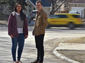University of Alberta engineering students Carter Trautmann (right) and Aishwarya Venkitachalam are part of a team competing with an eco-friendly car they have built.