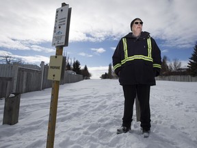 Peter Clark suffered extensive burns, but survived the 1979 Mill Woods explosion. He posed for a photo along a propane pipeline in Mill Woods near 12 Avenue and 40 Street, in Edmonton Wednesday Feb. 27, 2019. The incident lead to the formation of Alberta One Call, better fire resistant clothing and increased emergency preparedness in Edmonton.