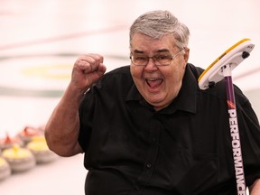 Edmonton sportswriter Terry Jones has been inducted into the Canadian Curling Hall of Fame. He's posing for a photo at the Saville Centre in Edmonton, on Thursday, Jan. 28, 2019, a venue where he's covered many a game.