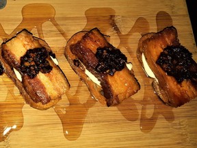 Tzin's mouth-watering bacon and maple/balsamic/apple crostini. GRAHAM HICKS/Edmonton Sun