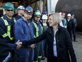 Alberta NDP Leader Rachel Notley makes a campaign stop in Edmonton Alta. on Wednesday March 20, 2019. THE CANADIAN PRESS/Jason Franson ORG XMIT: EDM107