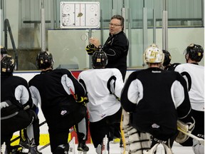 Brandon Wheat Kings Owner, General Manager, and Head Coach Kelly McCrimmon leads a team practice at Clareview Recreation Centre, in Edmonton Alta. on Tuesday March 29, 2016.