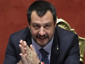 Italian Interior Minister Matteo Salvini is seen at the Italian Senate, in Rome, on March 20, 2019.