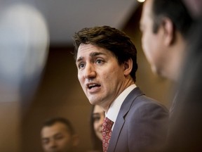 Prime Minister Justin Trudeau meets with Region of Waterloo mayors and delivers brief opening remarks in Kitchener on April 17, 2019. (THE CANADIAN PRESS)