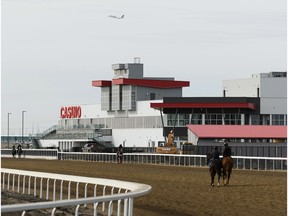 Horses are exercised ahead of the opening race on April 28 at Century Mile Racetrack near Edmonton, on Thursday, April 18, 2019.