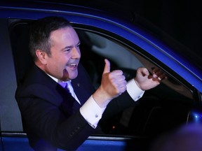 Jason Kenney arrives at Big Four Roadhouse on the Stampede grounds in Calgary on Tuesday, April 16, 2019.