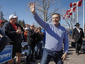 United Conservative Party Leader Jason Kenney attends a rally in Calgary on March 30, 2019.