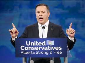 United Conservative Party leader Jason Kenney addresses supporters in Calgary, Alta., Tuesday, April 16, 2019.