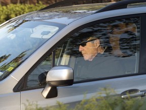 Special counsel Robert Mueller drives away from his Washington home on Wednesday, April 17, 2019. Outstanding questions about the special counsel's Russia investigation have not stopped President Donald Trump and his allies from declaring victory.