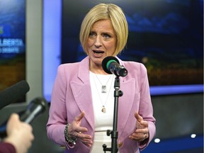 Alberta NDP leader Rachel Notley comments after the party leaders debate  on Thursday.