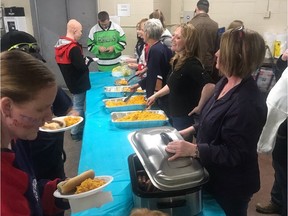 During the Kraft Hockeyville day, Rich Valley volunteers served over 600 pancakes and about 570 boxes of Kraft Dinner.  (Supplied, for Marty Forbes column)