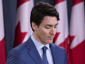 Prime Minister Justin Trudeau delivers remarks at the National Press Theatre in Ottawa on Thursday, March 7, 2019.