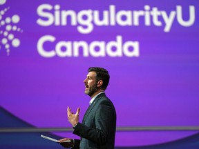 Edmonton Mayor Don Iveson speaks at the SingularityU Canada Summit at the Edmonton Convention Centre on Tuesday April 23, 2019. The conference is exploring how technology, artificial intelligence and digital medicine can change the future.