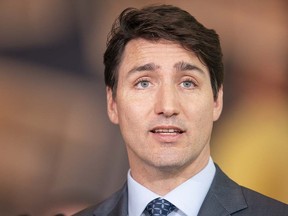 Prime Minister Justin Trudeau speaks during an announcement at Toyota Motor Manufacturing Canada's plant in Cambridge, Ont., Monday, April 29, 2019.(THE CANADIAN PRESS/Geoff Robins)
