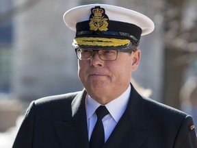 Vice-Admiral Mark Norman arrives at the Ottawa Courthouse on on April 17, 2019.