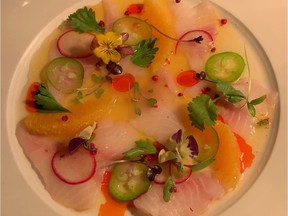 Sablefish crudo, from Chef Paul Shufelt.