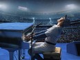 This image released by Paramount Pictures shows Taron Egerton as Elton John in a scene from "Rocketman." (David Appleby/ Paramount Pictures via AP)