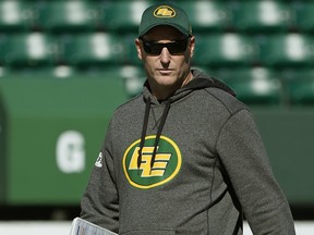 Edmonton Eskimos special-teams co-ordinator A.J. Gass at training camp in Edmonton on Monday, May 20, 2019.