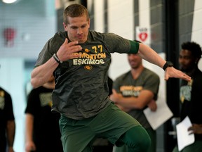 Edmonton Eskimos quarterback Trevor Harris goes through some medical testing at Commonwealth Recreation Centre Field House during the team's 2019 training camp on Saturday May 18, 2019.