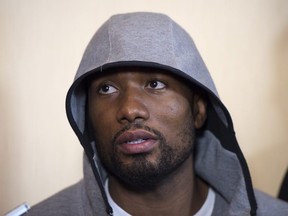 Raptors Serge Ibaka speaks to reporters on Thursday. THE CANADIAN PRESS