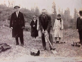 On May 7, 1929, the sod was first turned on Highlands Golf Course,  with Mayor Ambrose Bury doing the honours alongside members Mr. George Van Allen, Mrs. Baker, Miss E. Waterman and Mr. W.F. Brown.