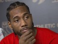 Kawhi Leonard at his news conference on Tuesday. STAN BEHAL/TORONTO SUN