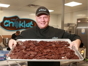 Brad Churchill, President of Choklat, poses in his northeast Calgary office on Friday, June 14, 2019. When cannabis edibles become legalized, his company plans on producing cannabis edibles as well as his popular non-cannabis related products.