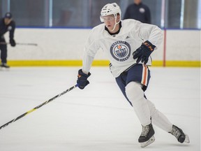 Dmitri Samorukov skates during the Edmonton Oilers 2019 Development Camp began on Monday at the Community Rink in Rogers Place.