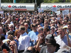Thousands attend a pro-oil and gas rally in Calgary on Tuesday.