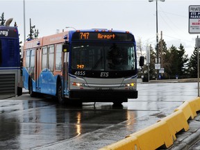 The 747 bus to the Edmonton International Airport from Century Park Transit Centre.