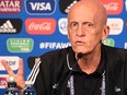 FIFA's Referees Committee Italian chairman Pierluigi Collina gestures as he gives a press conference during the France 2019 Women's football World Cup in Paris on June 26, 2019.