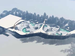 An artist's rendering of the proposed Edmonton Nordic Spa, which is to open in the fall of 2020.