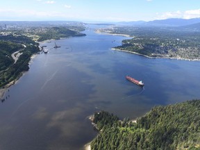 The Liberal government's push to make climate change impacts part of the assessment process for new national resource projects faces its final hurdle today. A aerial view of a tanker in Burrard Inlet in Burnaby, B.C., is shown on Tuesday, May 29, 2018.