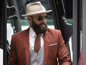 Mike Reilly and the B.C. Lions arrive at Commonwealth Stadium, in Edmonton Thursday June 20, 2019. Photo by David Bloom