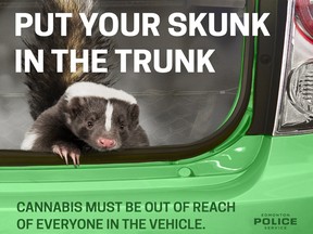 The Edmonton Police Service is launching a public education campaign to remind motorists to keep purchased cannabis products out of reach of the driver. (Supplied photo/EPS)