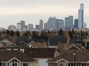 Homes and the downtown skyline is seen from the Griesbach neighbourhood in Edmonton, on Tuesday, April 2, 2019.