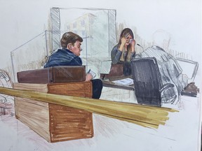 Sarah Cotton testifies on Monday, July 8, 2019, at the Vancouver trial of her estanged husband, Andrew Berry, who has been charged with murdering their two young daughters. Mandatory credit: Felicity Don [PNG Merlin Archive]